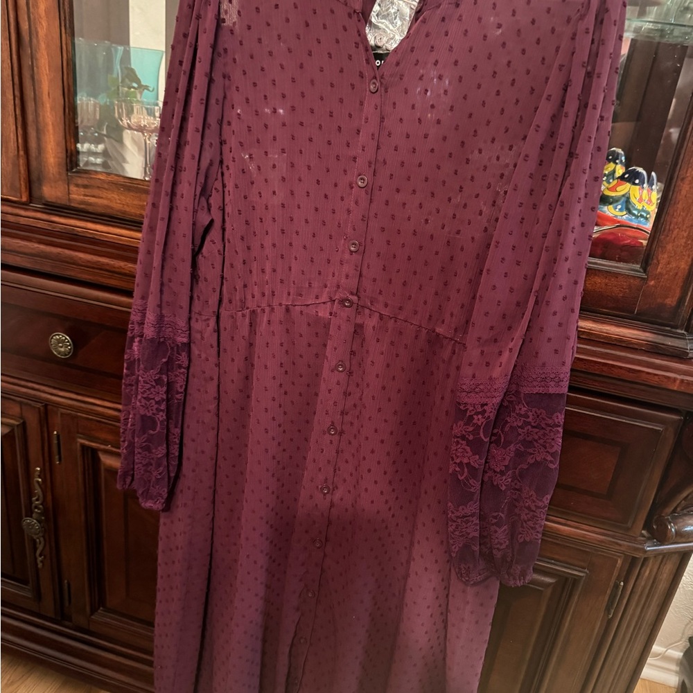 Torrid Burgundy Long Sleeve Lace Dress